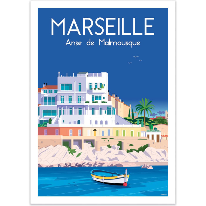 Affiche - Marseille Anse de Malmousque - Raphael Delerue