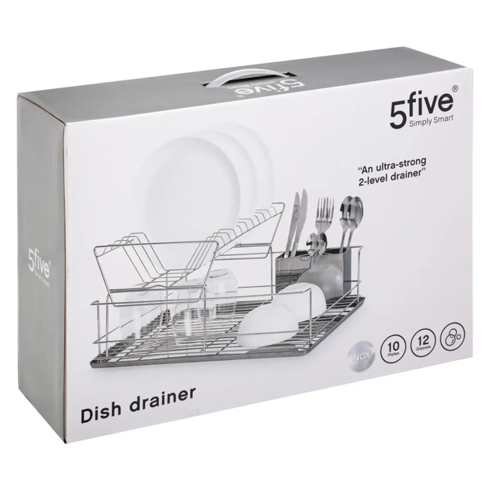 Égouttoir acier 2 niveaux avec plateau inox