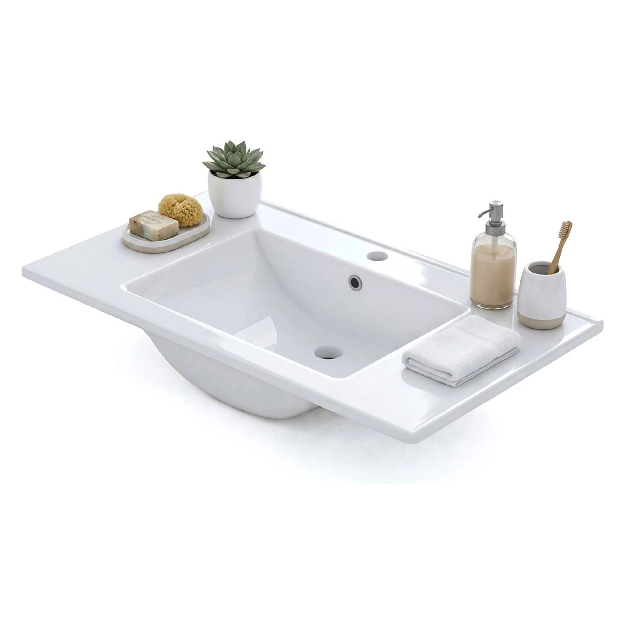 Lavabo cerámico rectangular en blanco 81,5x46 cm Volga Blanco