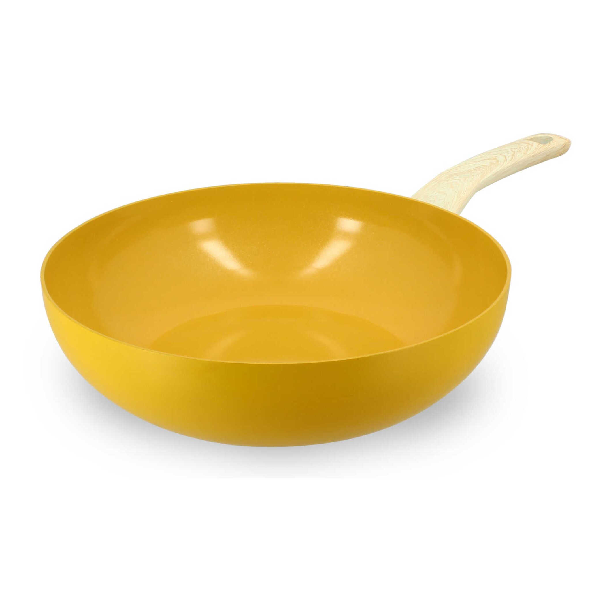 Wok en aluminium 28cm jaune - compatible induction COLORAMA