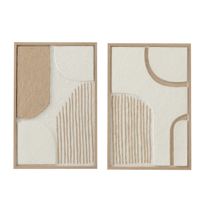 J-Line Tableau Formes Papier Blanc/Beige Assortiment De 2