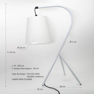 Lampe de chevet trépied design blanche - SIMPLY