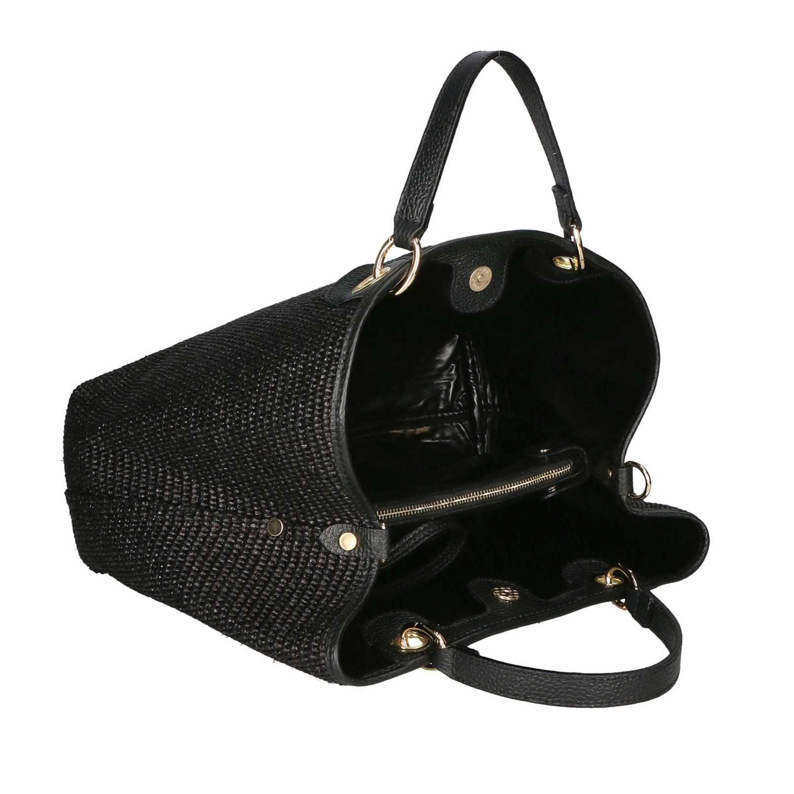 Borsa a mano da donna - Modello False - Paglia & Pelle - 30.0 x 37.5 x 16.0 cm