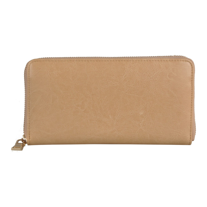 Portafogli Donna colore Beige-in pelle Made in Italy L20 cm X W10 cm X H2 cmcm