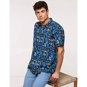 Camisa Manga Corta Azul Marino - Dolfini