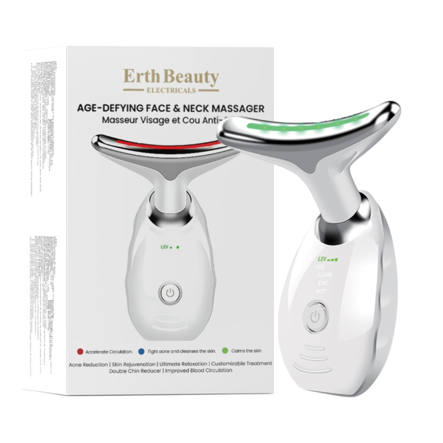 Masajeador antiedad para rostro y cuello – blanco
