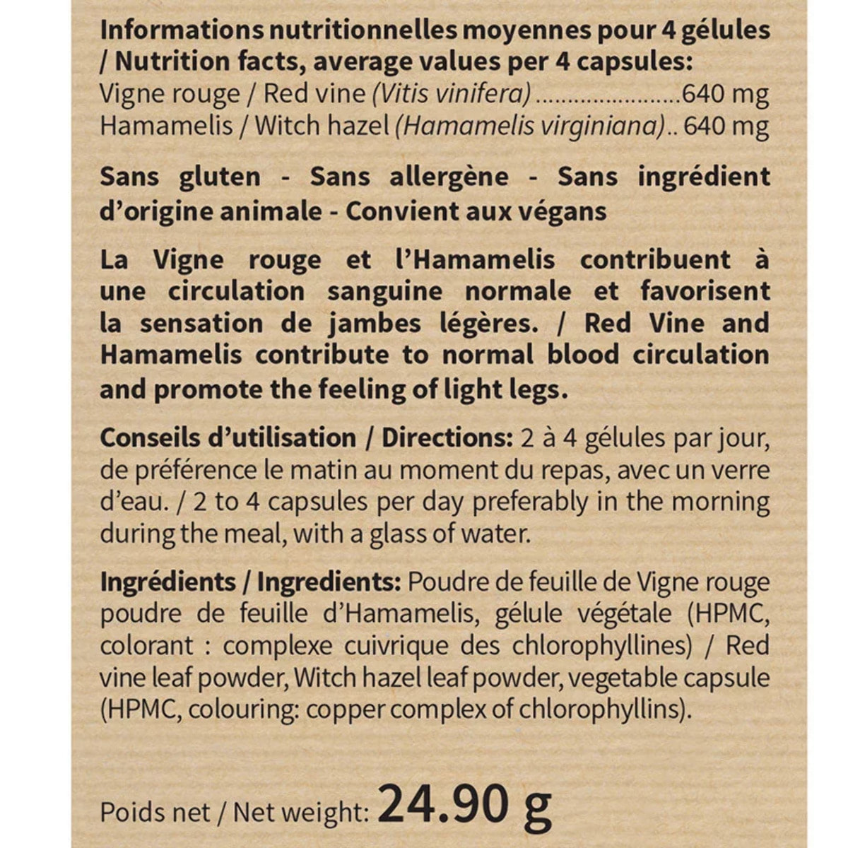 NUTRIEXPERT - Vigne Rouge Hamamélis - Contribue à une Circulation Sanguine Normale - Réduit la Sensation de Jambes Lourdes - Favorise le Confort Circulatoire - Vegan - Lot de 3 produits