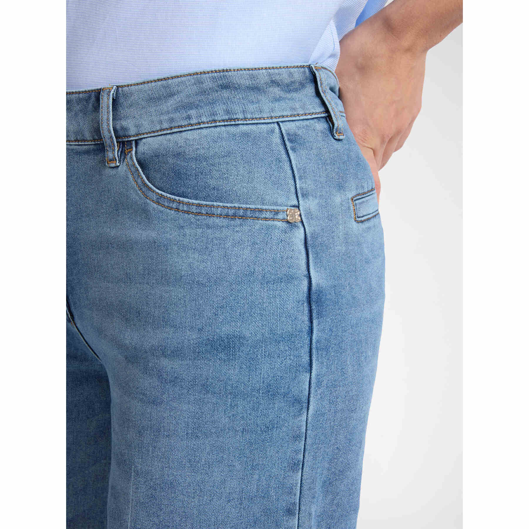 Elena Mirò - Jeans cropped wide leg - Azzurro