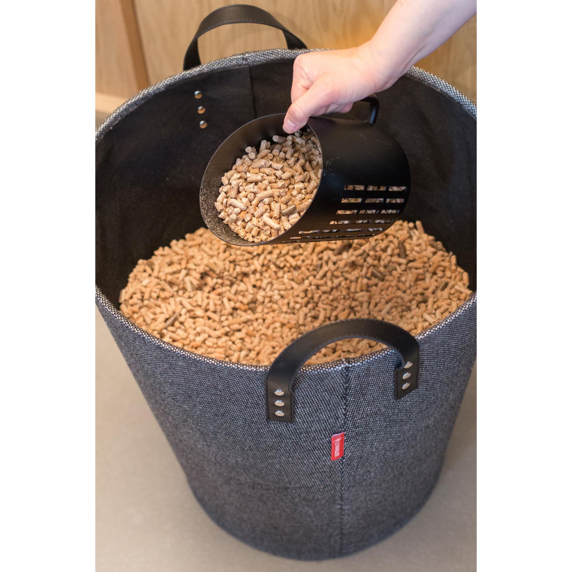 LE MARQUIER - Panier A Bûches Et A Granules Dama Rond Gris