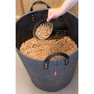 LE MARQUIER - Panier A Bûches Et A Granules Dama Rond Gris