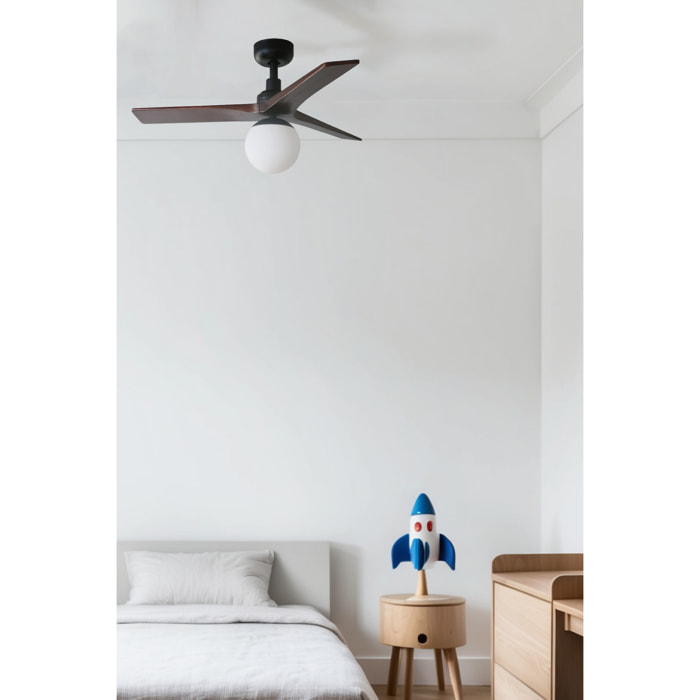 KLIM S Ventilateur de plafond noir/noyer E27 TUYA