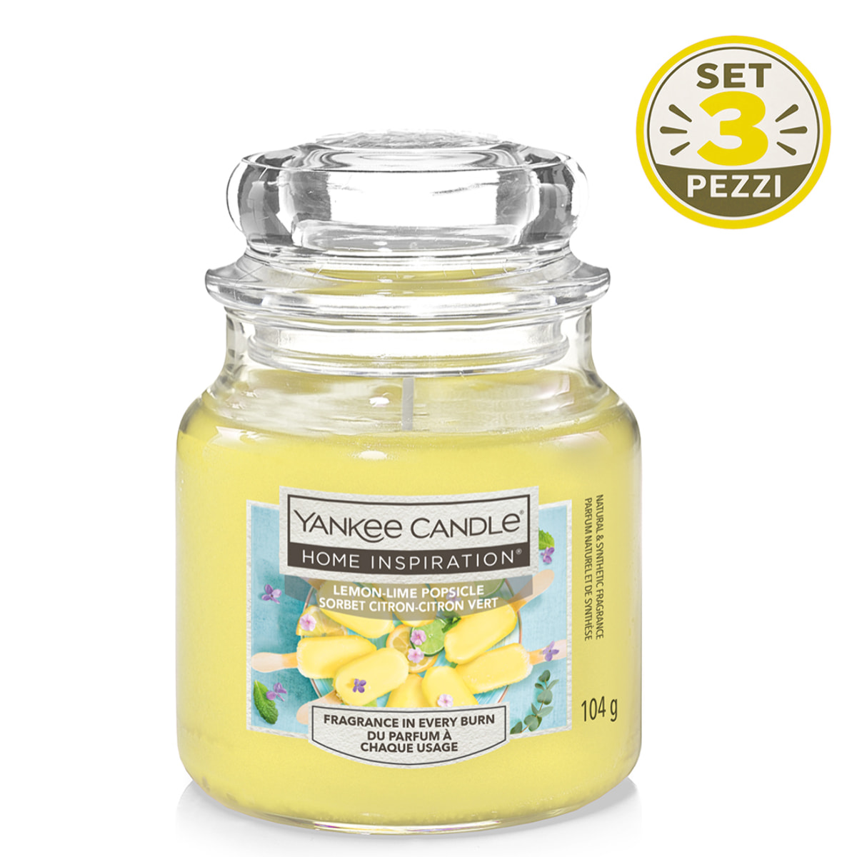 SET 3PZ CANDELA IN GIARA PICCOLA LEMON-LIME POPSICLE
