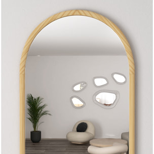 Miroir mural arche bois 110 x 65 cm clair naturel
