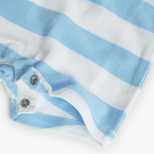 Pelele niÃ±o, piquÃ©, estampado de rayas, azul claro