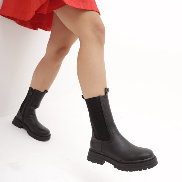 STIVALETTO ELASTICO E ZIP NERO