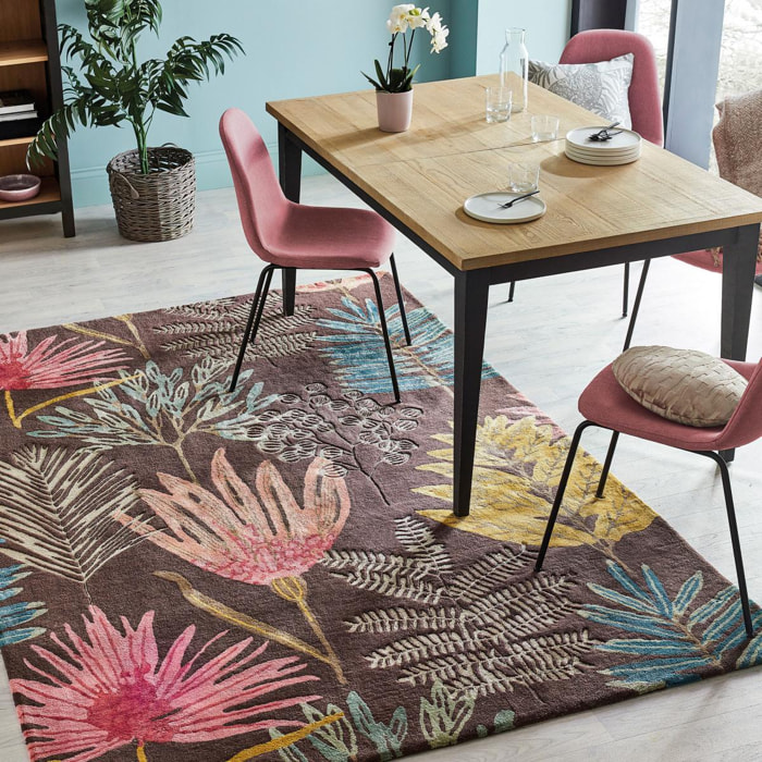Tapis salon et chambre fait à la main en laine motif floral OLIL