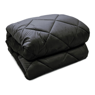 TRAPUNTA INVERNALE MATRIMONIALE IN VELLUTO NERO PRODOTTO ITALIANO