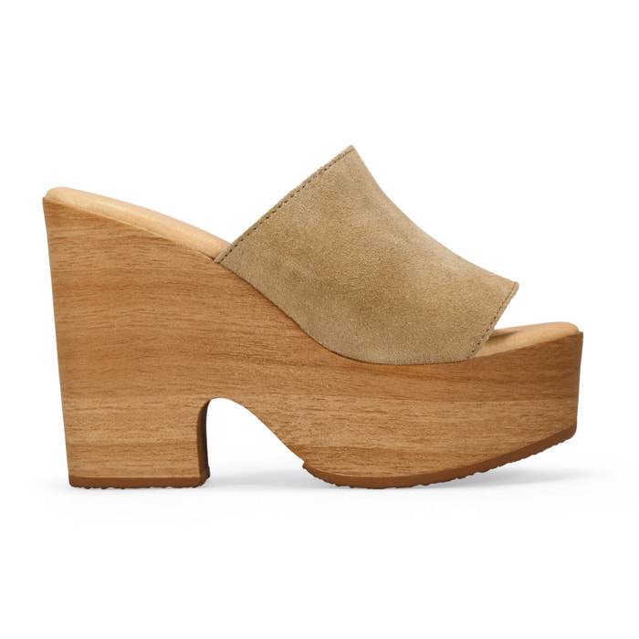 Sandalias destalonadas arena en piel