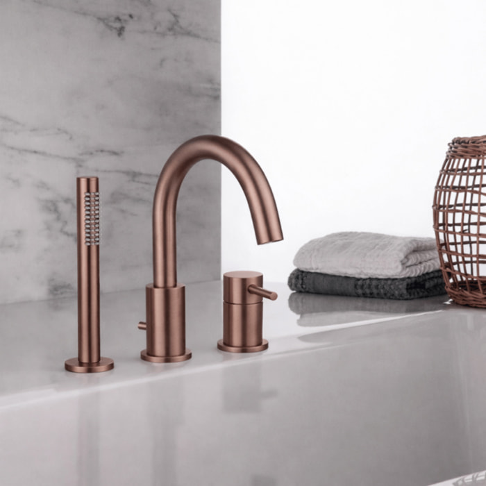 Mitigeur bain douche mécanique 3 trous + douchette 1 jet PAINI Ortence bronze cuivre