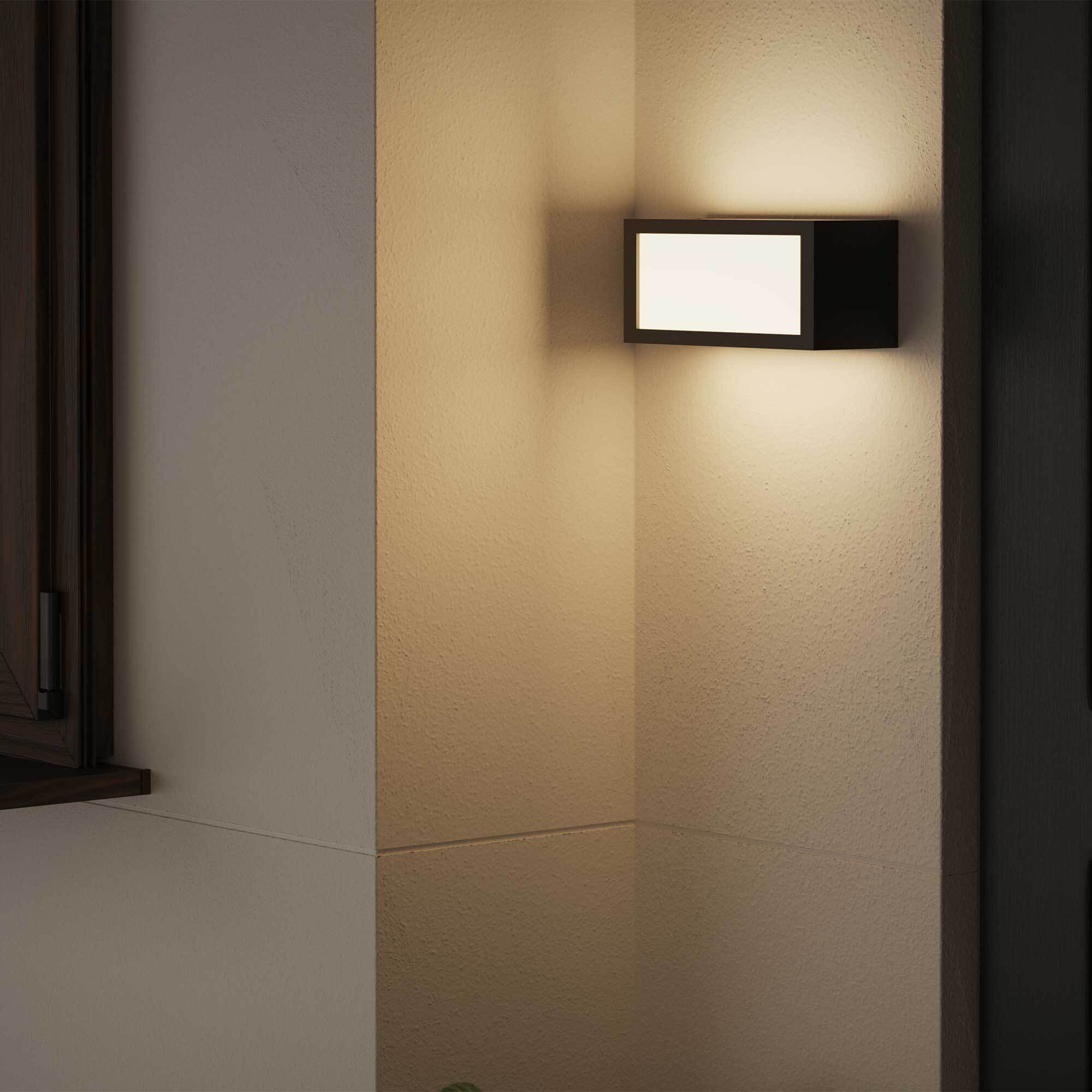 Forlight Quanta aplique exterior negro rectangular para bombilla E27