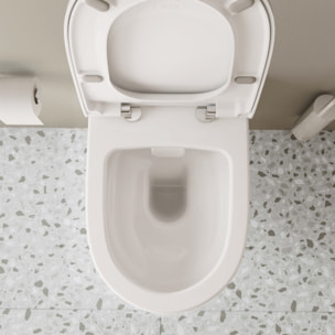 Pack WC suspendu VITRA Sento blanc mat + bâti autoportant V-Fix Core + Plaque Round noir mat