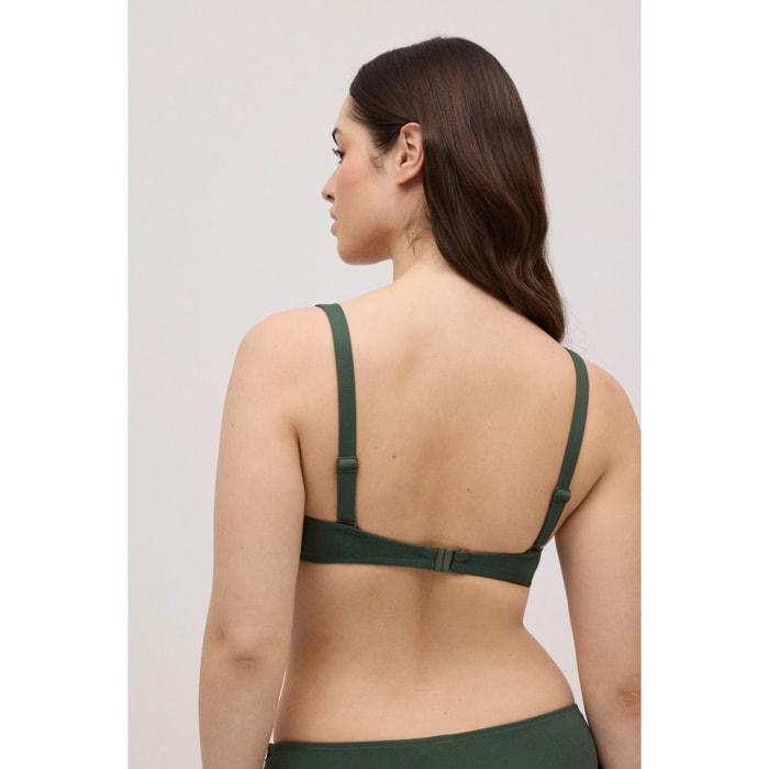 Top bikini classico in micropiqué verde scuro con ferretto coppa C