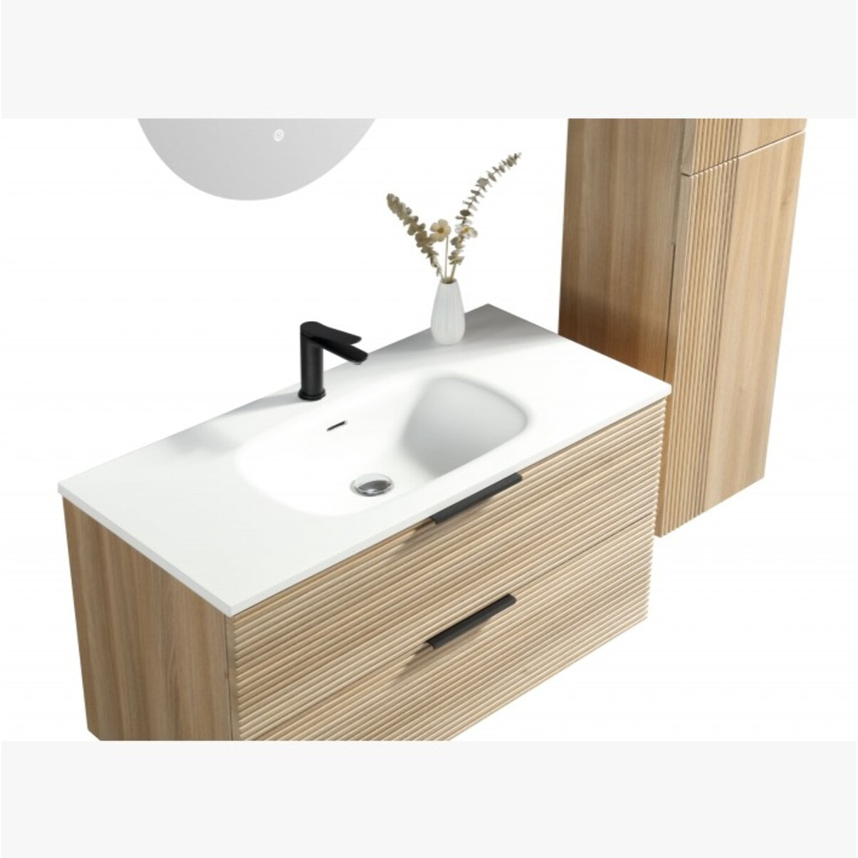 Ensemble meuble de salle de bain 120 cm chêne clair Aqualinea