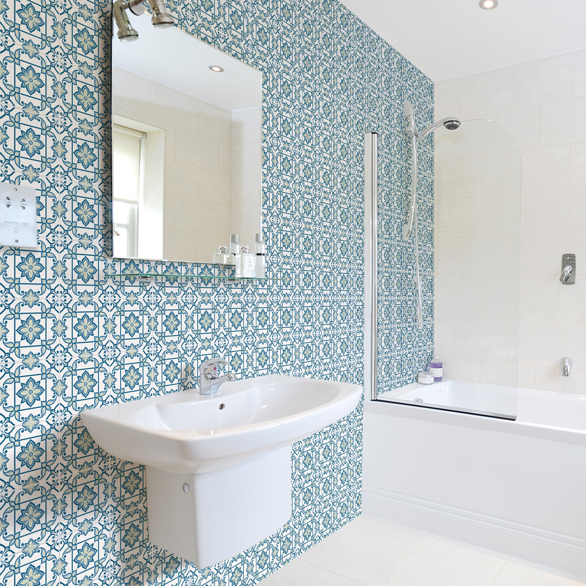 Stickers muraux - Sticker Mural Carrelage adhésif Cuisine Salle de Bain - 60 STICKERS CARRELAGES AZULEJOS CATANIA