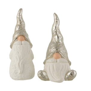 J-Line figurine Père Noël - céramique - blanc/argent - large - 2 pcs