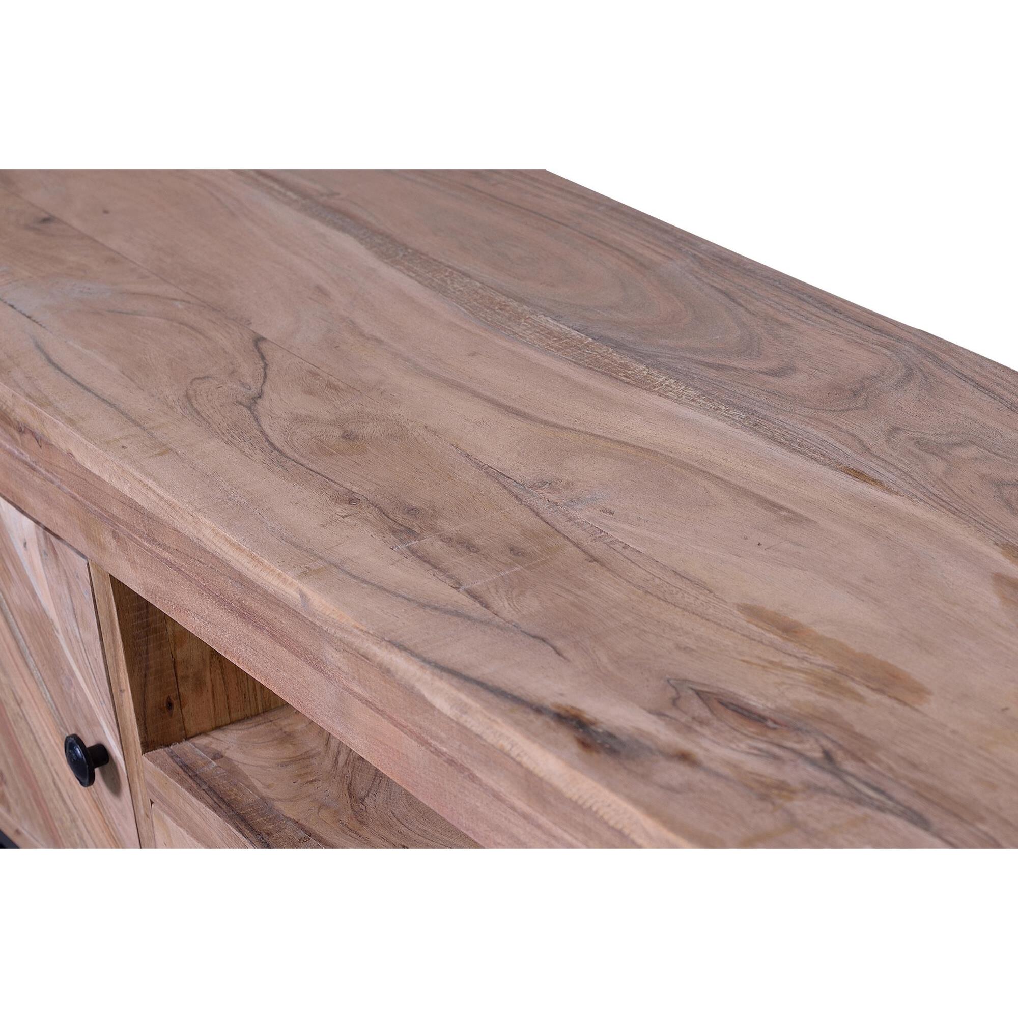 Mueble tv - madera de acacia y hierro - 160x40x50cm