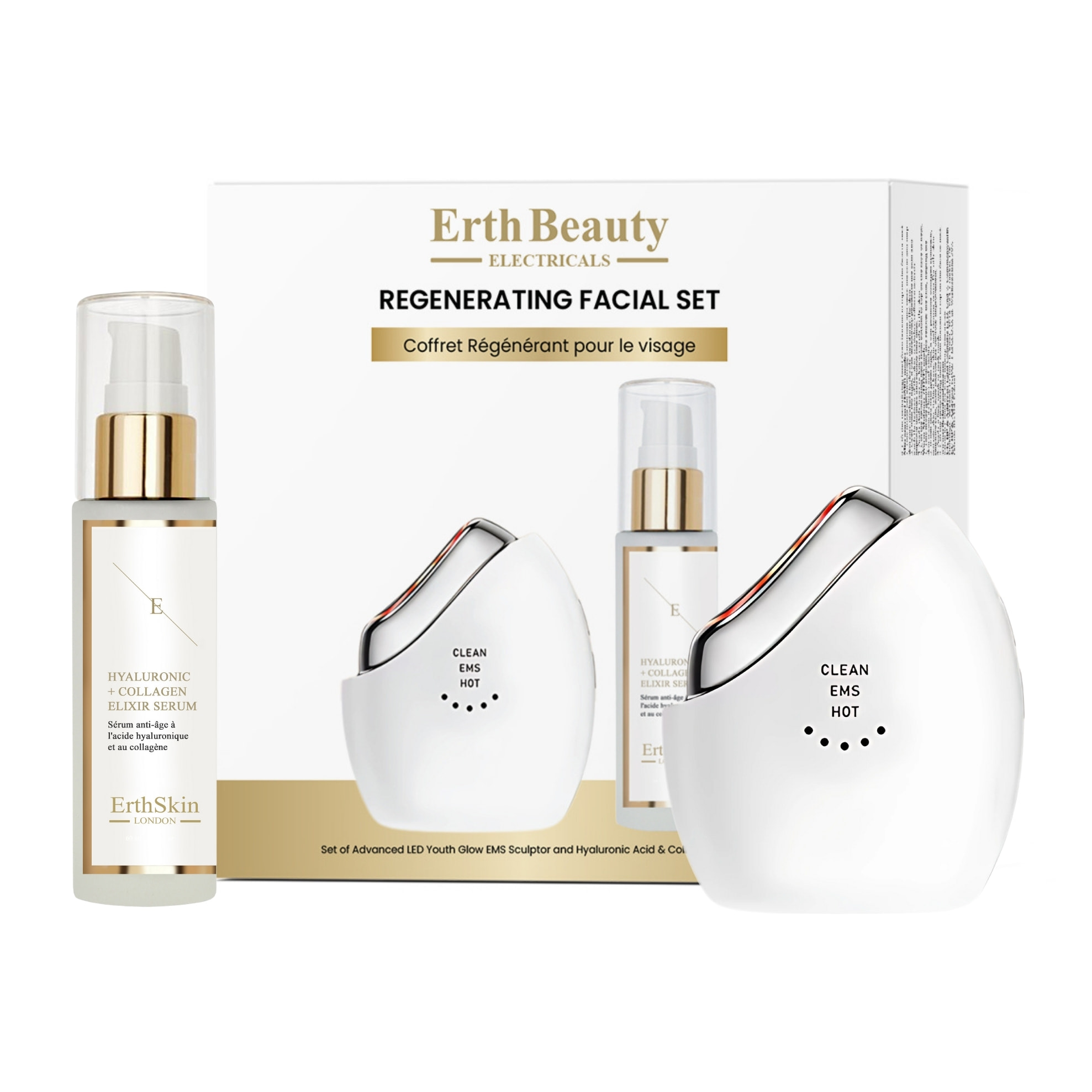 Set Facial Regenerador (LED Youth Glow EMS Sculptor + Suero HA)