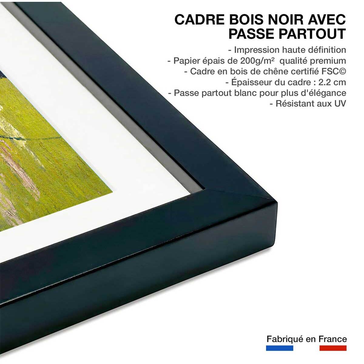 Poster Le semeur au soleil couchant - Vincent Van Gogh Affiche sous cadre noir