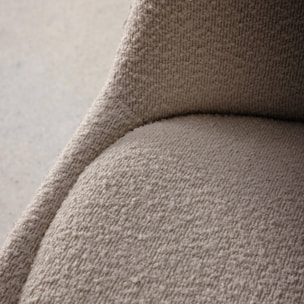 Lot de 4 chaises scandinaves revêtement bouclette texturée taupe. pieds bois de hêtre - Nils