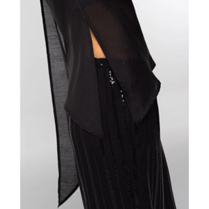 Top de mujer asimétrico con pañuelo en el escote