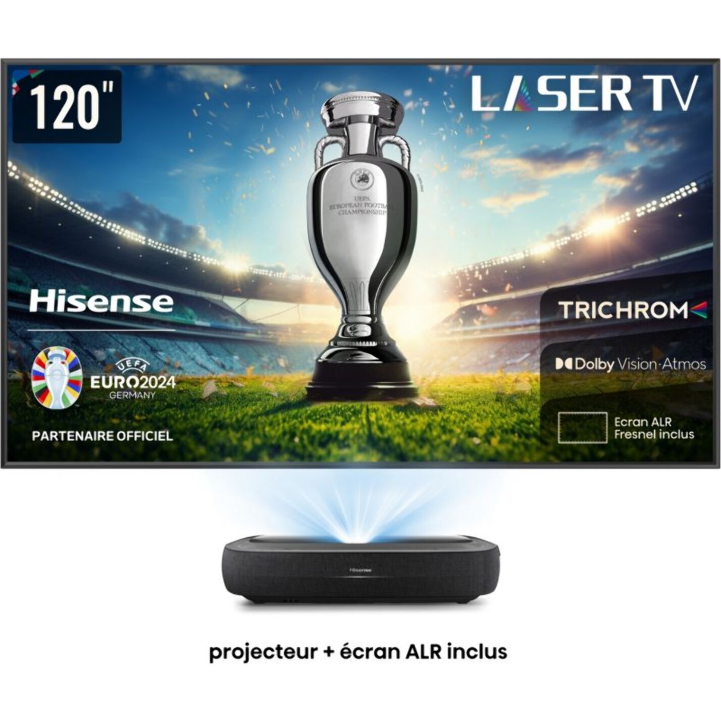 Vidéoprojecteur home cinéma HISENSE 120L9HA Laser TV + écran ALR FRESNEL