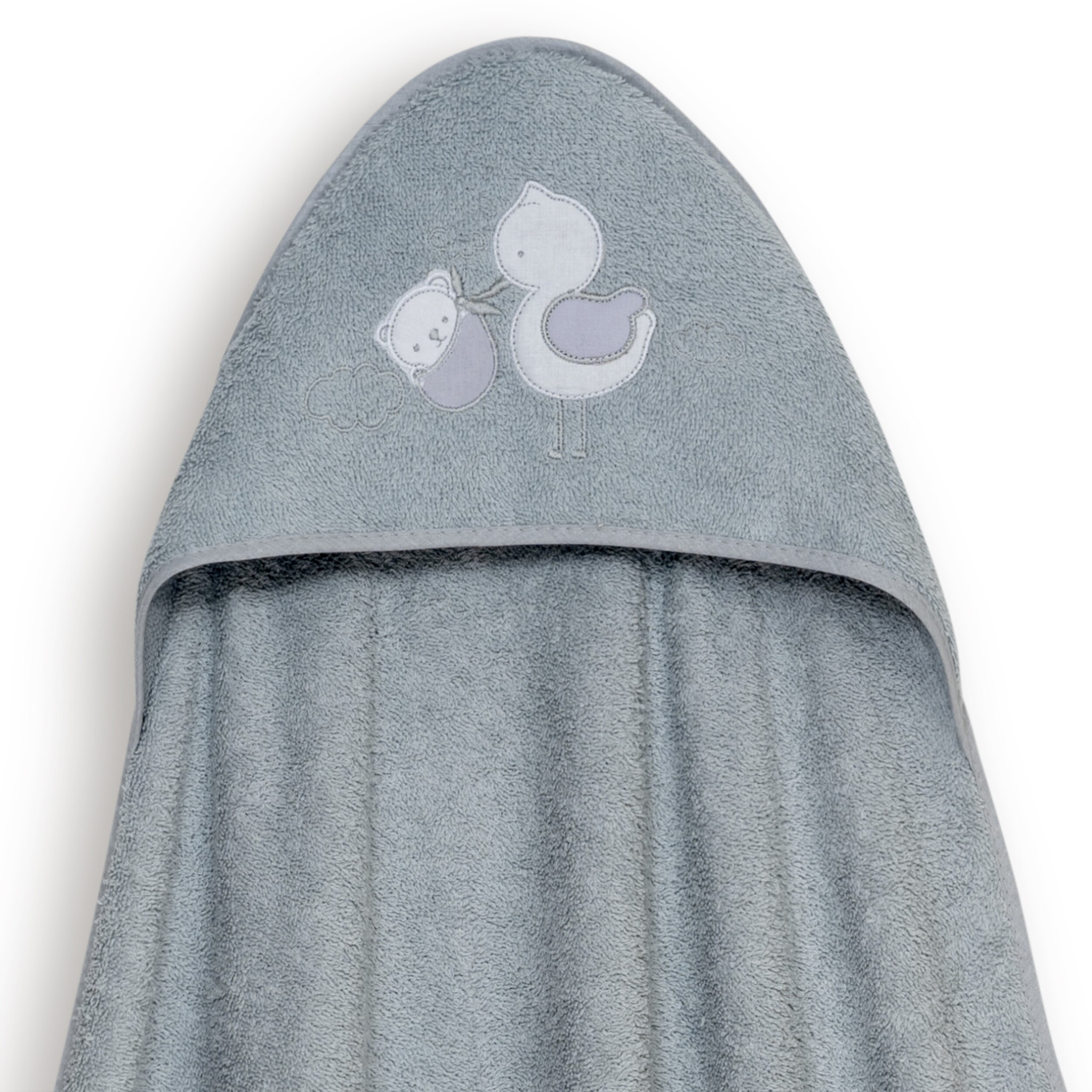 Capa Baño 1X1 Mod Cigueña Oso+Gorro Gris