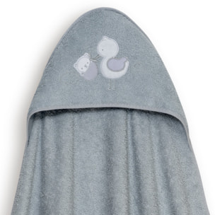 Capa Baño 1X1 Mod Cigueña Oso+Gorro Gris