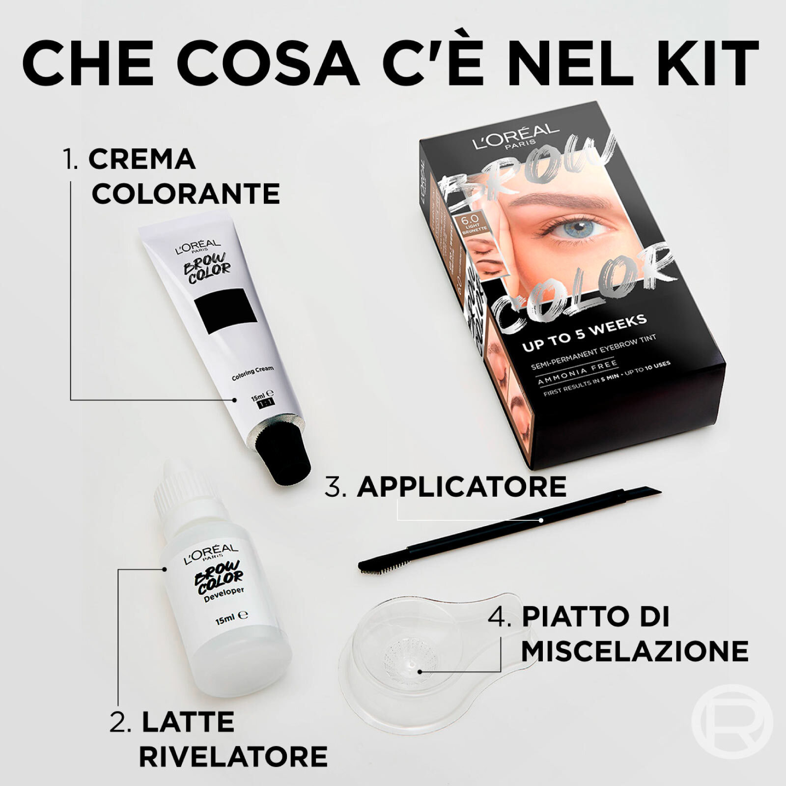 Tinta Semi Permanente per Sopracciglia 1.0 Black Brow Color Effetto Naturale Senza Ammoniaca