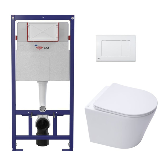 Pack WC bâti ECO 2L Swiss Aqua Technologies + WC suspendu Swiss Aqua Technologies + plaque blanche (STESTINWR01-FR)