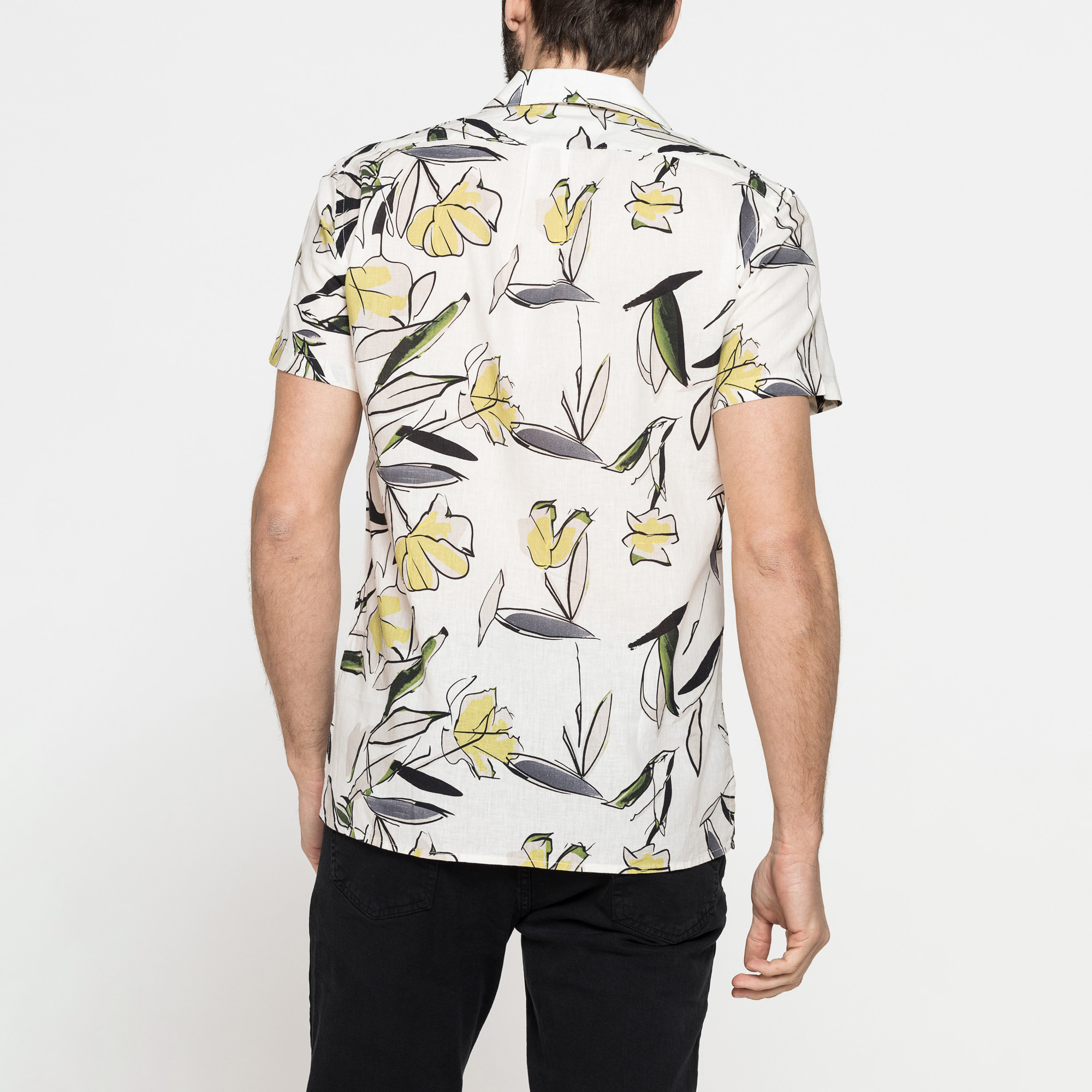 CAMICIA BOWLING IN TESSUTO TINTO FILO DI LINO COTONE