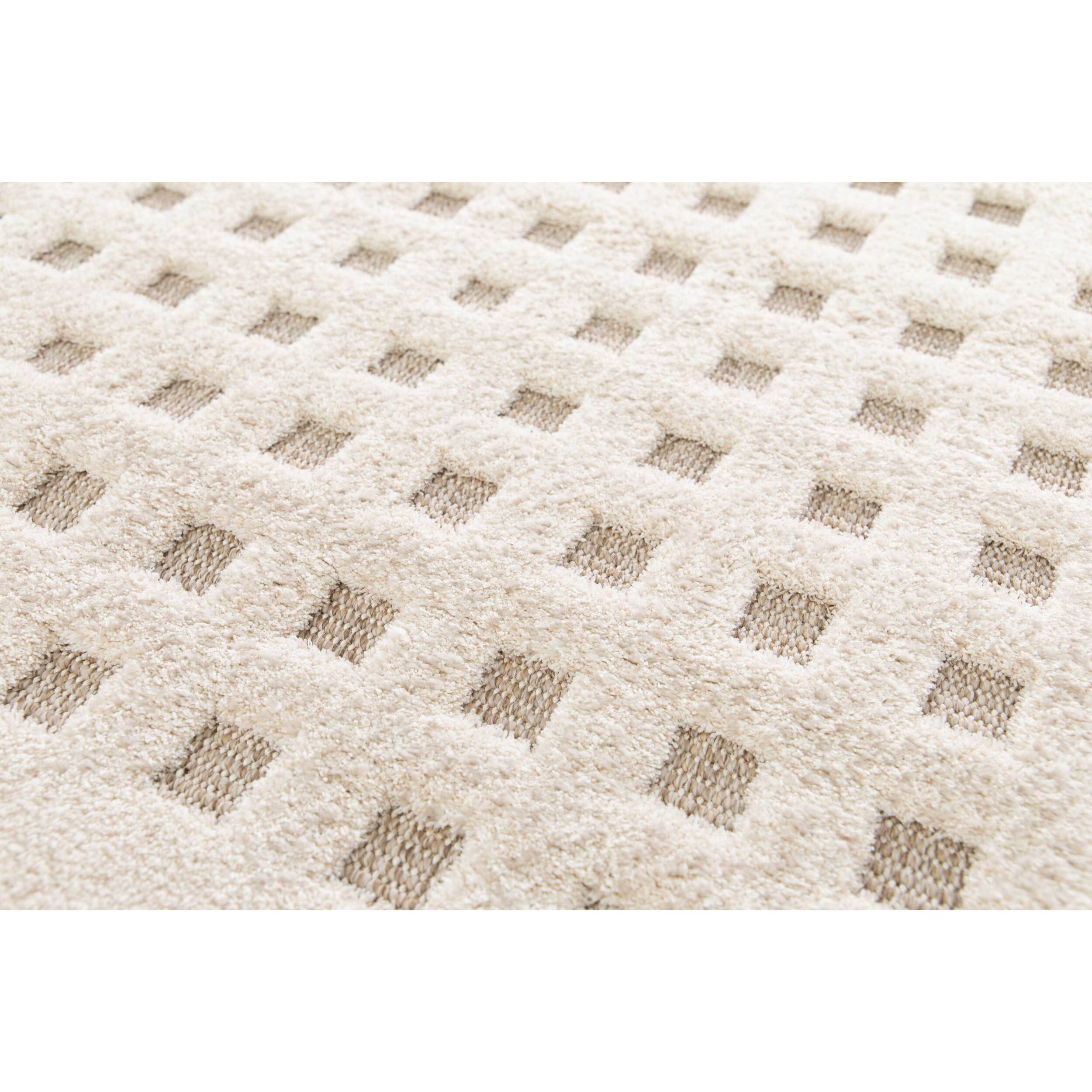 DIENA Alfombra con efecto damero y relieve en color blanco, varias medidas disponibles.