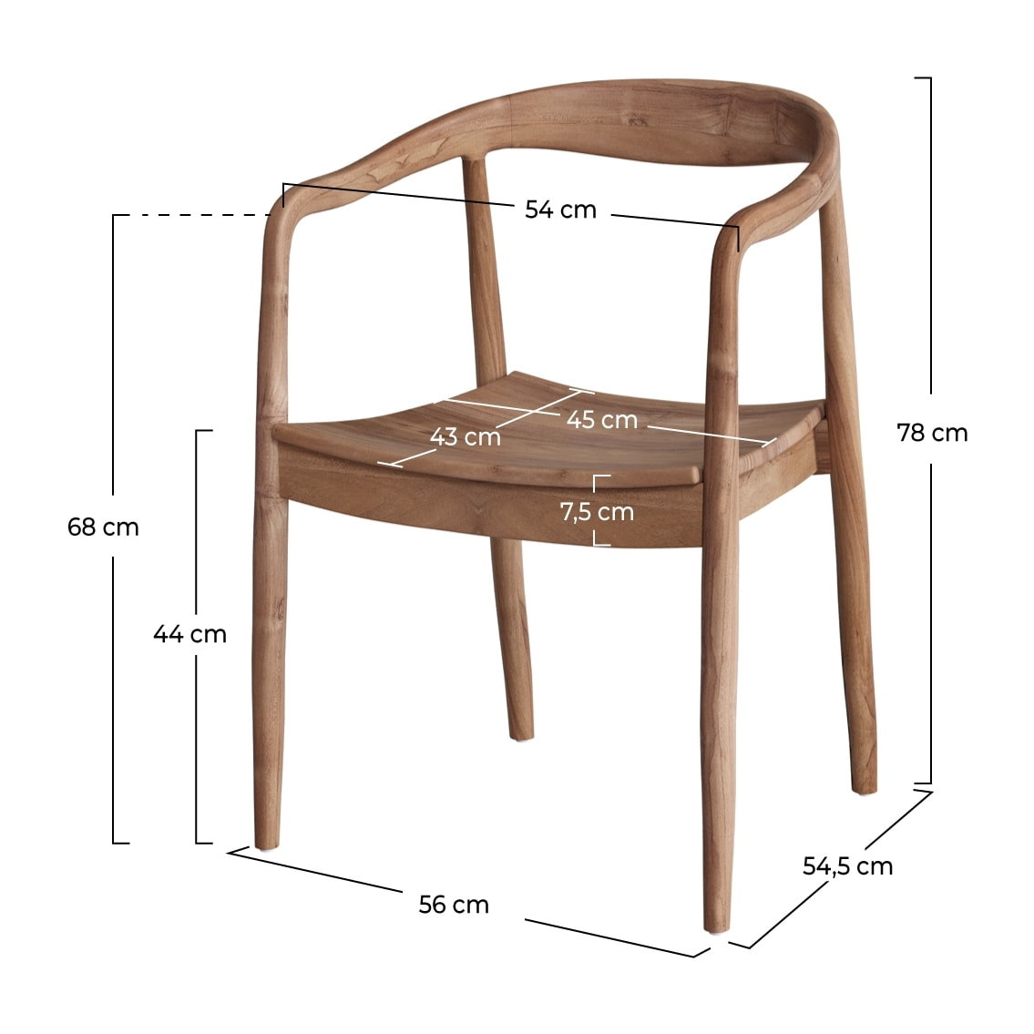 Chaise Lombok en bois de teck