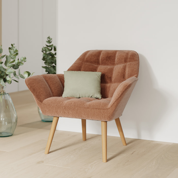 Fauteuil en tissu rouge ancien - Simba