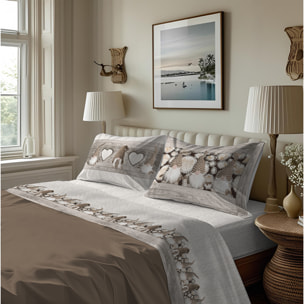 Completo letto in flanella gnomi beige flanella 100% cotone