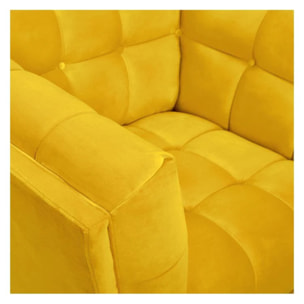 Fauteuil en velours jaune pieds - Mona