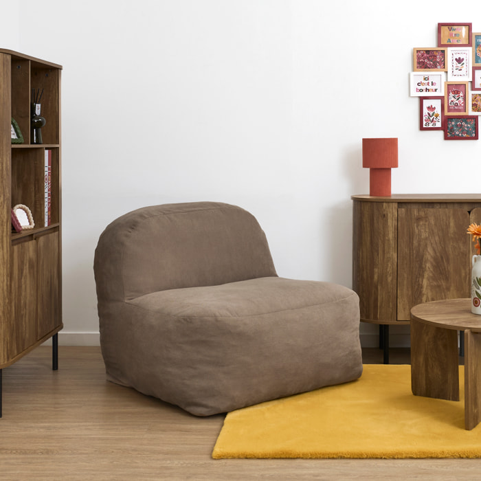Fauteuil - HOME DECO FACTORY - Compact - Côtelé - Marron