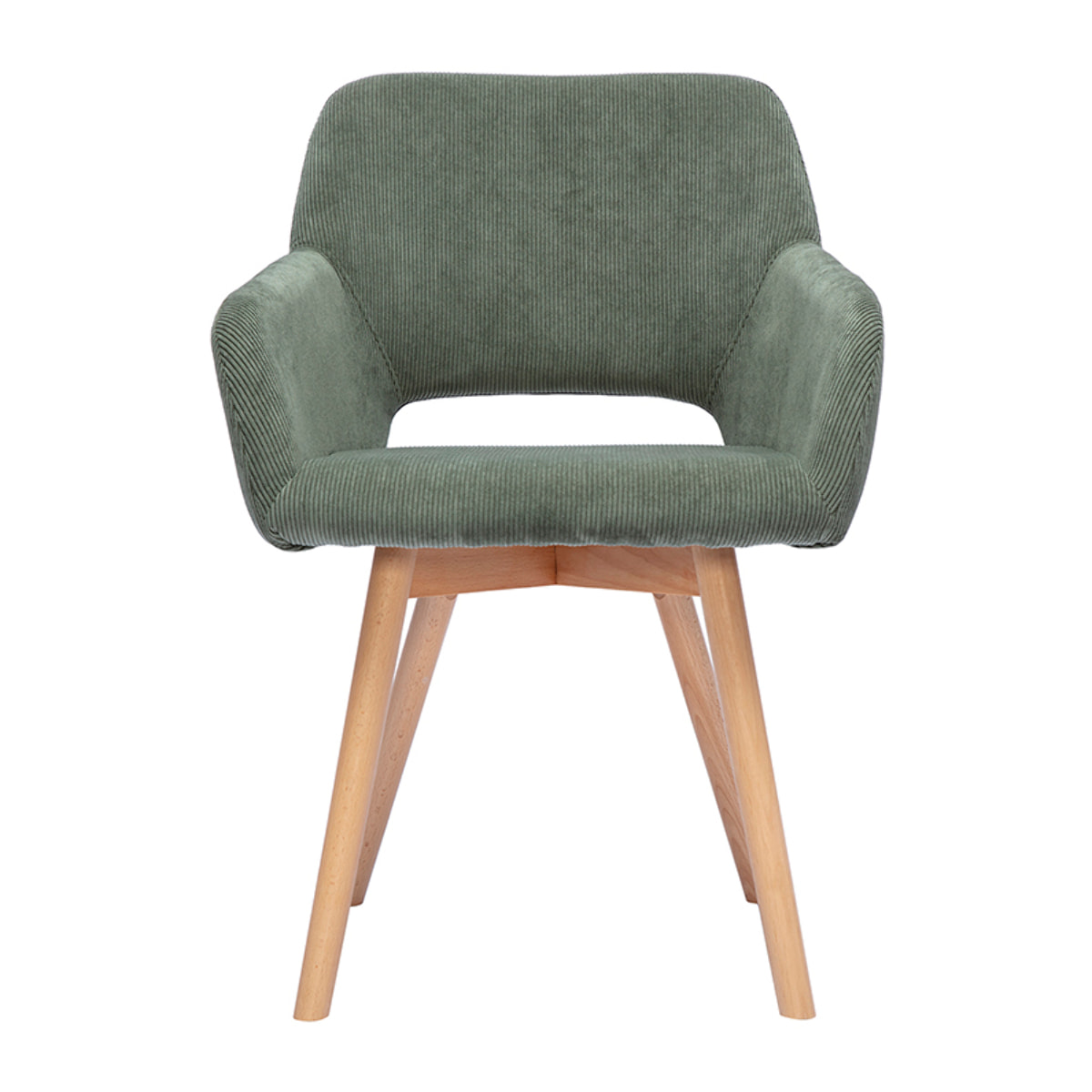 Chaises en tissu velours côtelé vert kaki et bois clair (lot de 2) LAURETTE