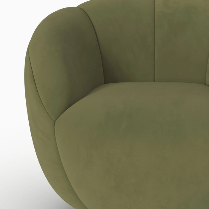 Fauteuil pivotant en velours vert - Ysé