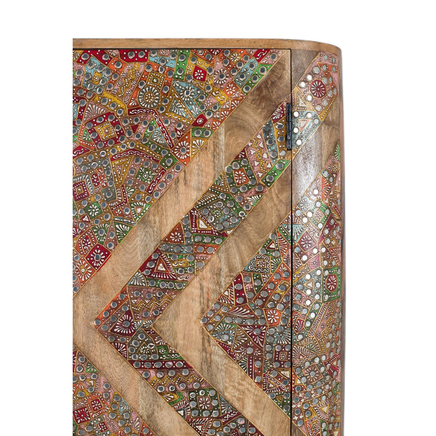 Armario de Madera de Mango 90 Cm Estilo Boho Étnico