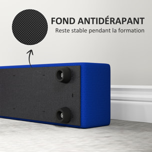 Poutre gymnastique pliable 240 cm - poutre d'équilibre antidérapante - bois de pin revêtement flanelle bleu